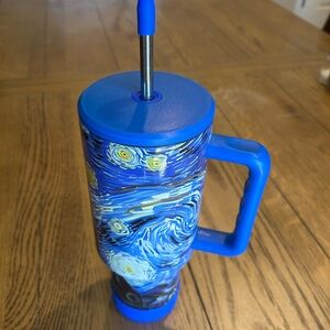 Blue Starry Night Travel Tumbler with Handle 40 oz